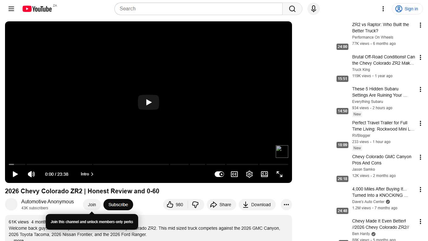 2026 Chevy Colorado ZR2 Honest Review and 0-60 - YouTube