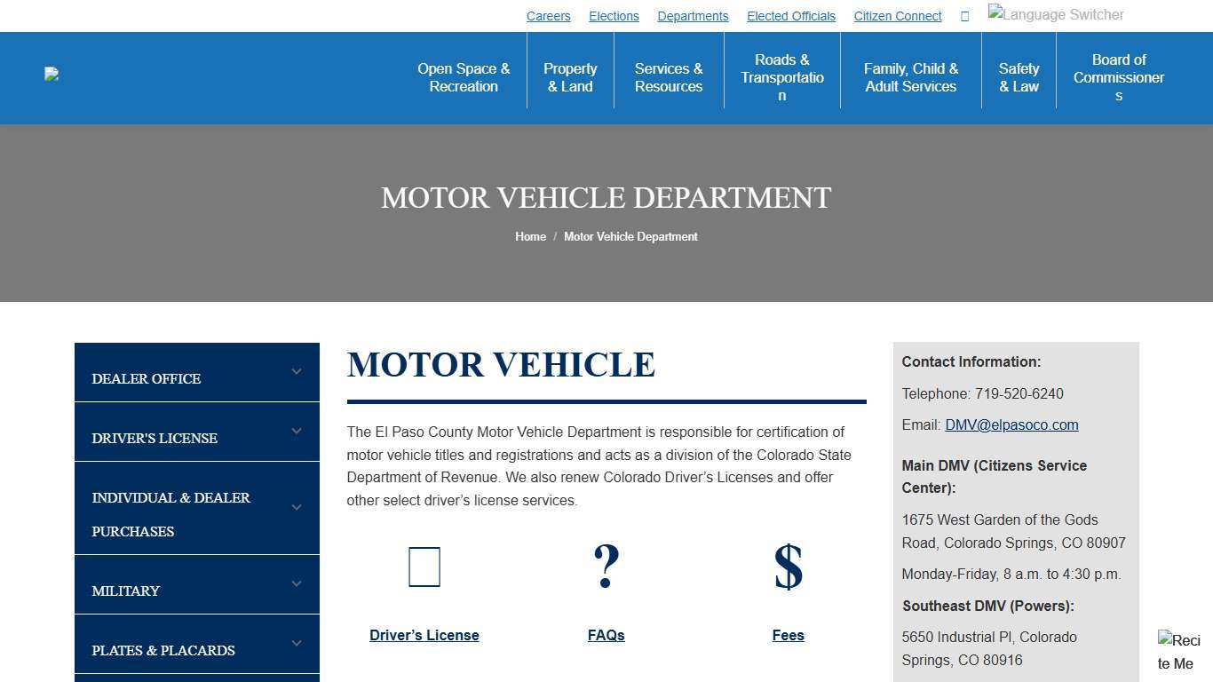 Motor Vehicle Department - El Paso County Clerk and Recorder